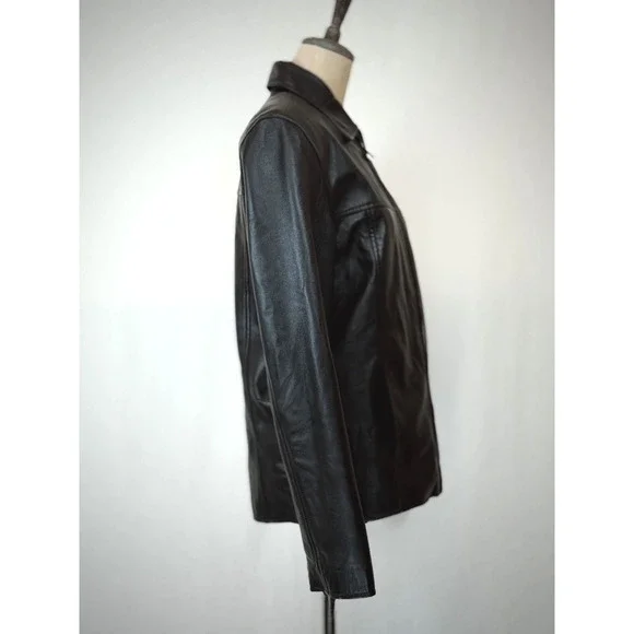 Fionte Italian Black Leather Mens Bomber Jacket XS #1-0164 Italy - Picture 5 of 13